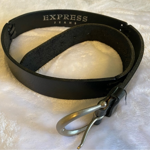 100% Italian Leather Vintage Express Brand Black Belt Size M - Picture 5 of 5